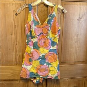 Vintage 50s 60s Rose Marie Reid Floral One-Piece Swimsuit in Sheer Multi-Color